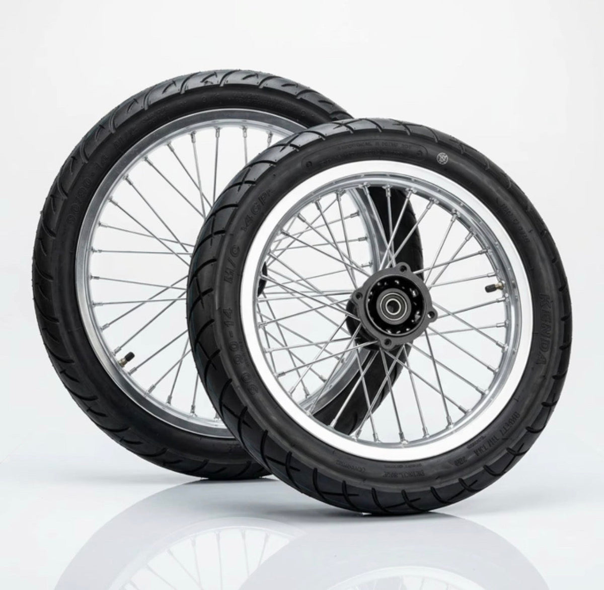Chrome & Black 17/14 Supermoto Wheelsets - Strike│Yozma│Tuttio│Valintsu